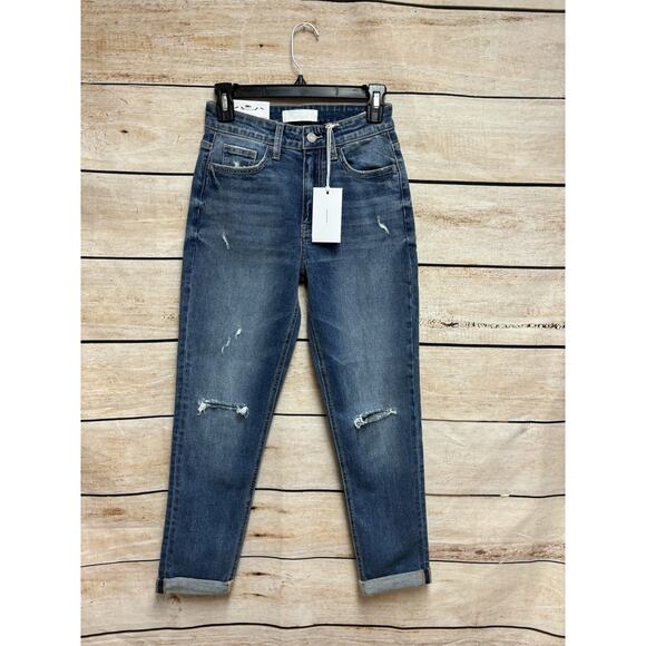 Vervet Womens Mom Jeans Size 24 Blue Erika Stretch New Distressed Medium Wash - Picture 9 of 16